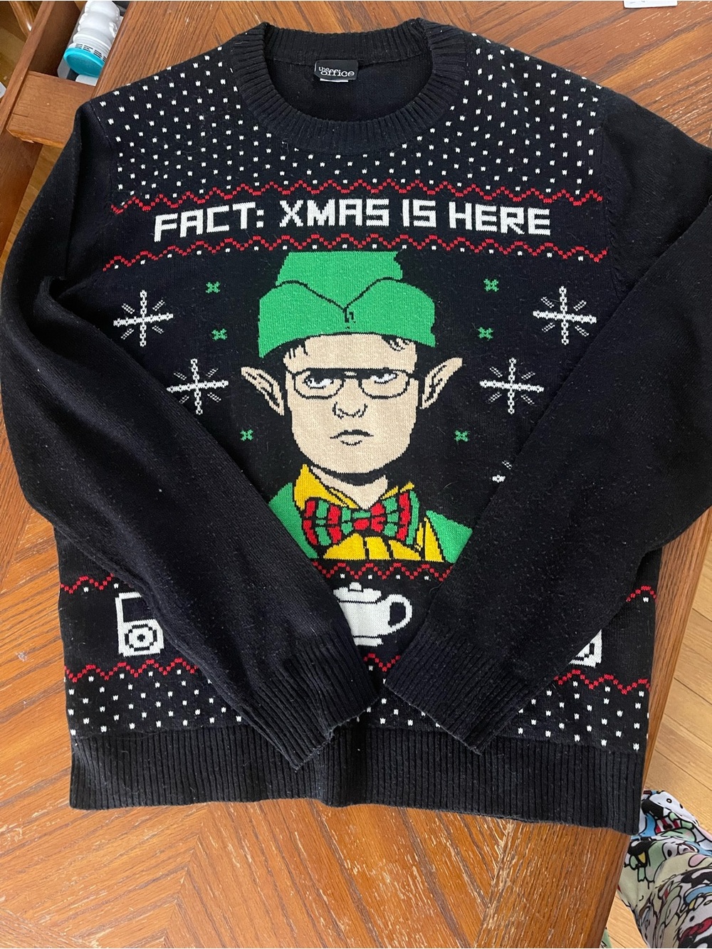 Black "Fact: Xmas Is Here" Novelty Elf Sweater